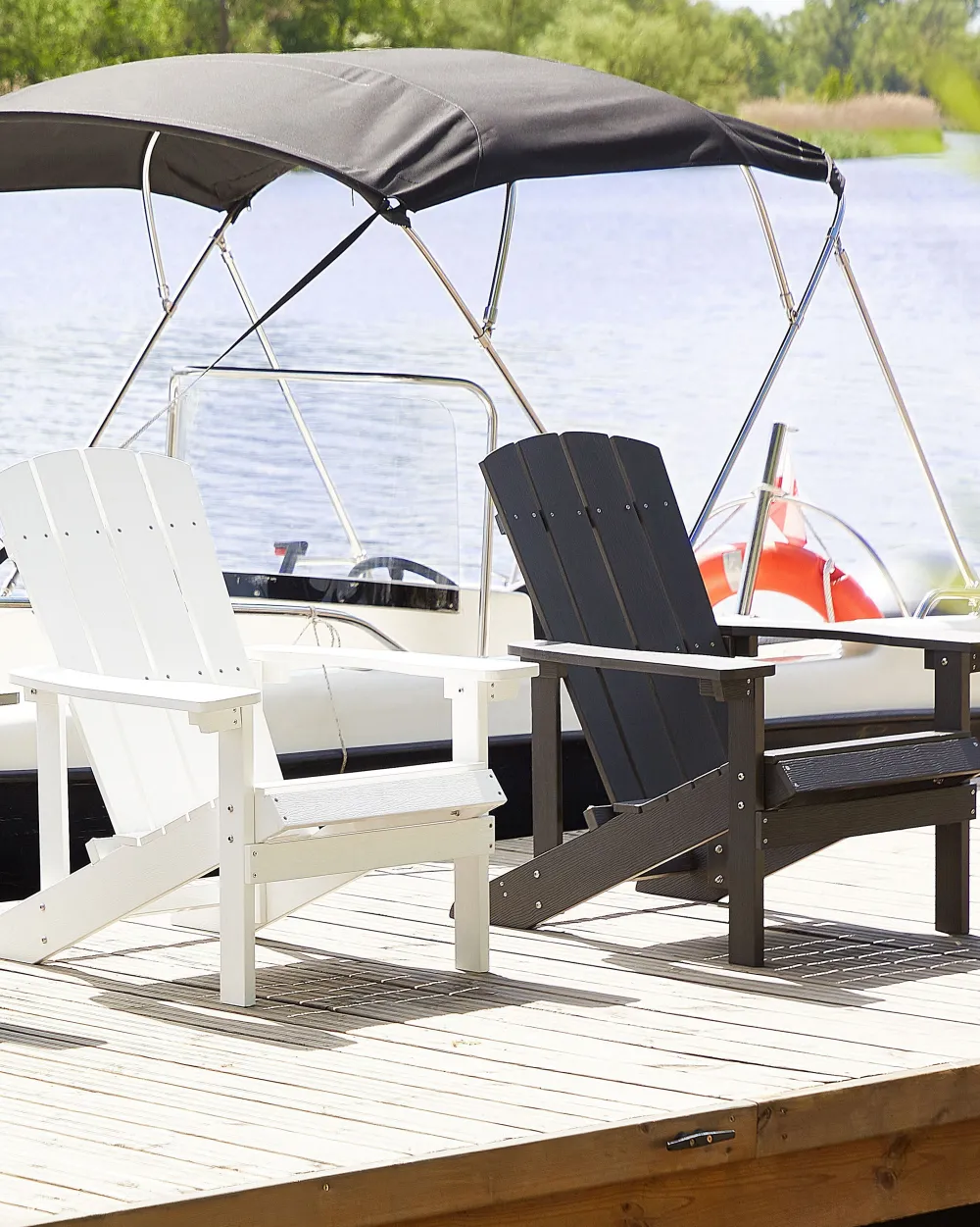 Cheap Beliani Puutarhatuoli Tummanharmaa Adirondack