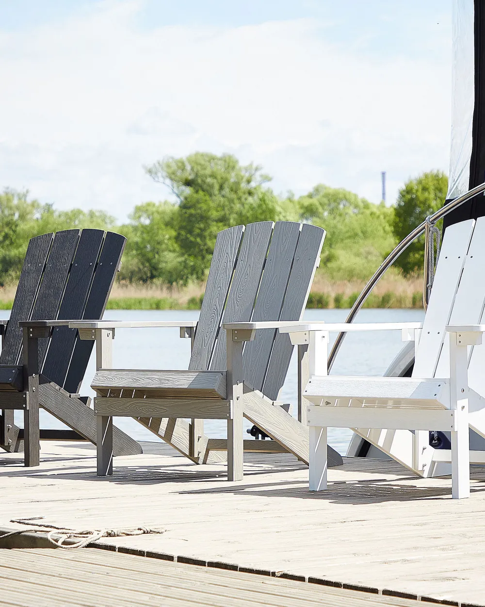 Cheap Beliani Puutarhatuoli Tummanharmaa Adirondack