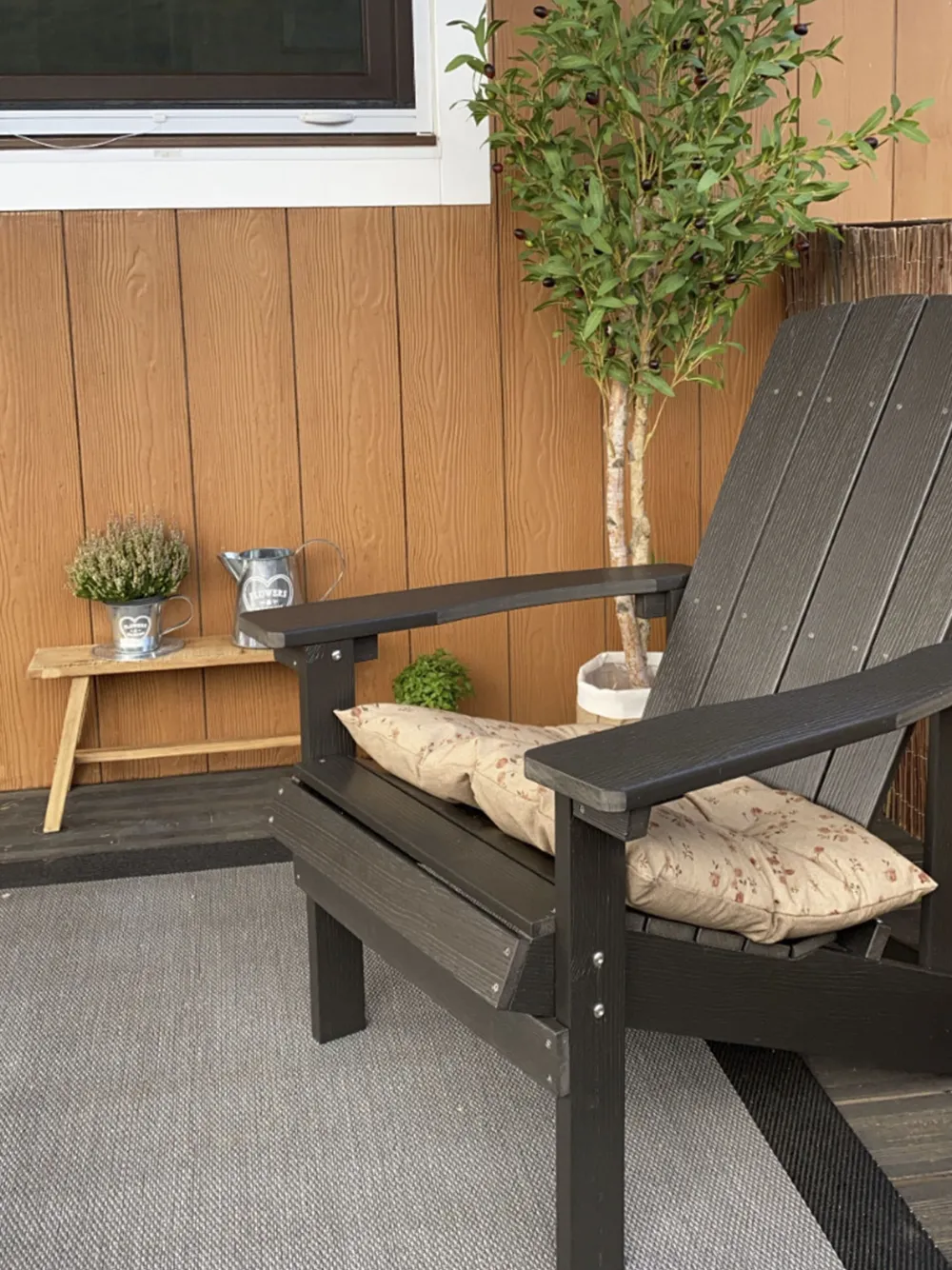 Cheap Beliani Puutarhatuoli Tummanharmaa Adirondack