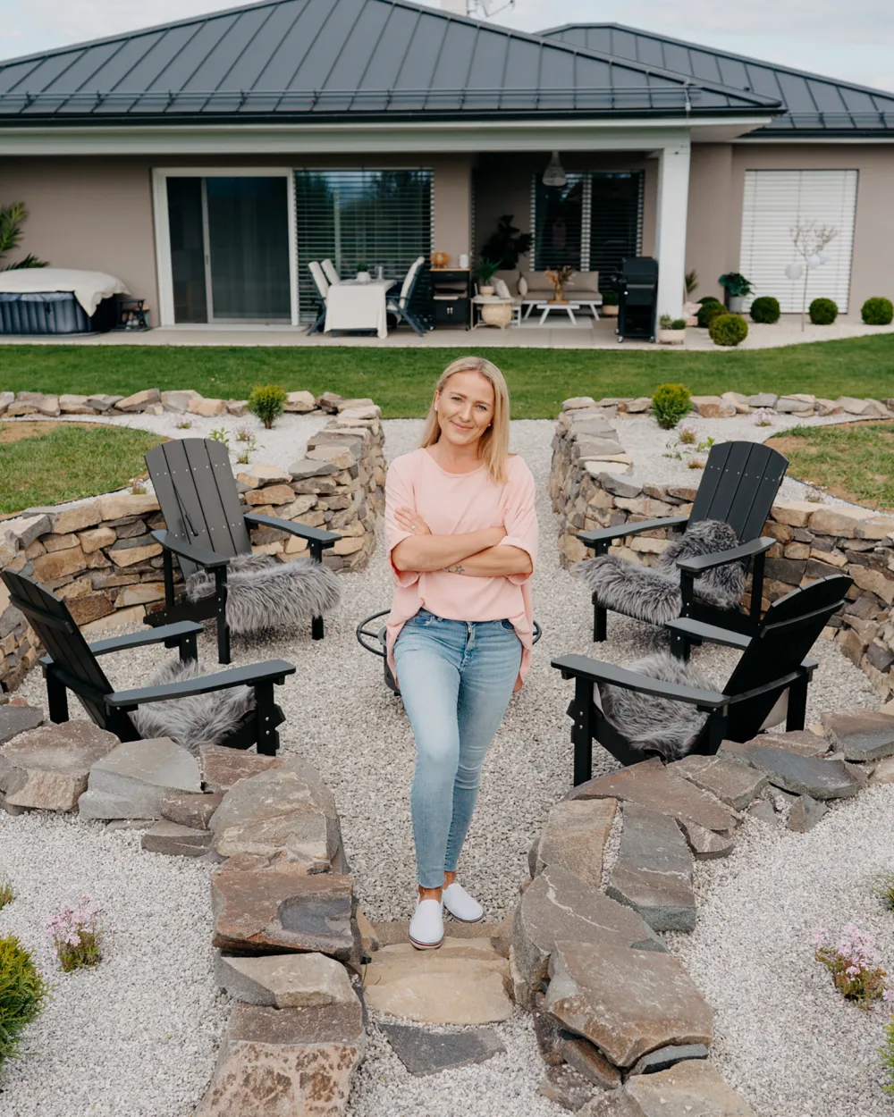 Cheap Beliani Puutarhatuoli Tummanharmaa Adirondack