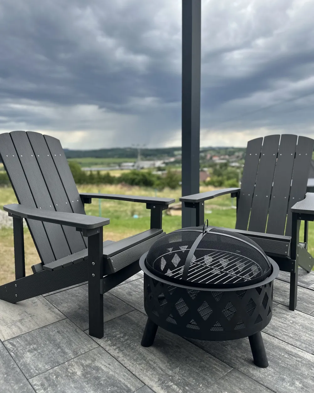 Cheap Beliani Puutarhatuoli Tummanharmaa Adirondack