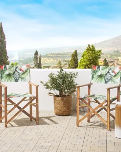 Ulkokalusteet<Beliani Puutarhatuoli Vaalea Akasiapuu Vaihtokangas 2 Kpl Luonnonvalkoinen/Tukaanikuvio 2 Kpl Cine