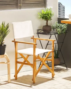 Ulkokalusteet<Beliani Puutarhatuoli Vaalea Akasiapuu Vaihtokangas 2 Kpl Luonnonvalkoinen/Tukaanikuvio 2 Kpl Cine