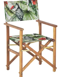 Ulkokalusteet<Beliani Puutarhatuoli Vaalea Akasiapuu Vaihtokangas 2 Kpl Luonnonvalkoinen/Tukaanikuvio 2 Kpl Cine