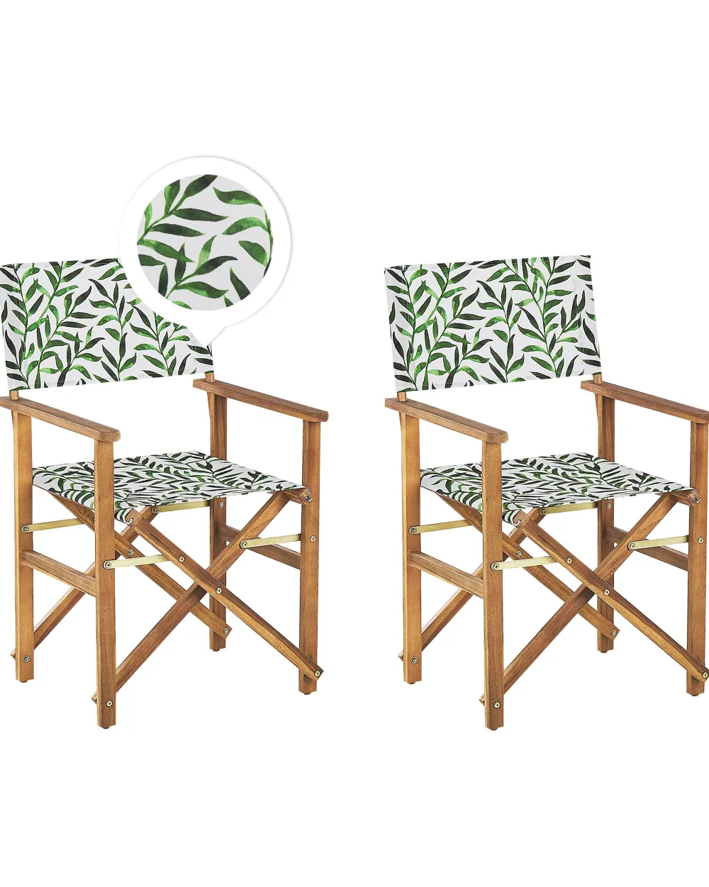 Ulkokalusteet<Beliani Puutarhatuoli Vaalea Akasiapuu Vaihtokangas 2 Kpl Harmaa/Lehtikuviot 2 Kpl Cine