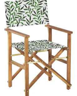 Ulkokalusteet<Beliani Puutarhatuoli Vaalea Akasiapuu Vaihtokangas 2 Kpl Harmaa/Lehtikuviot 2 Kpl Cine