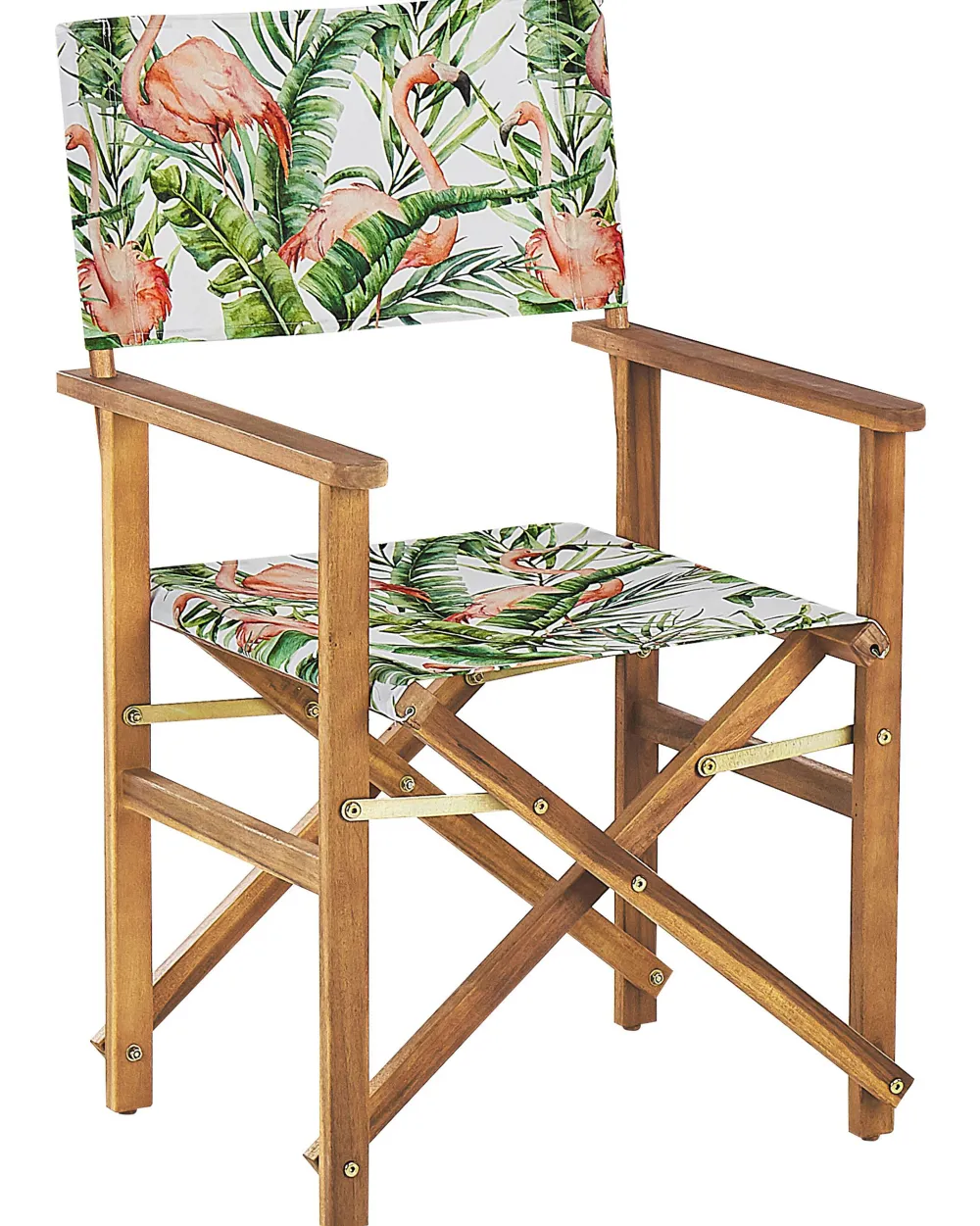 Ulkokalusteet<Beliani Puutarhatuoli Vaalea Akasiapuu Vaihtokangas 2 Kpl Luonnonvalkoinen/Flamingokuvio 2 Kpl Cine