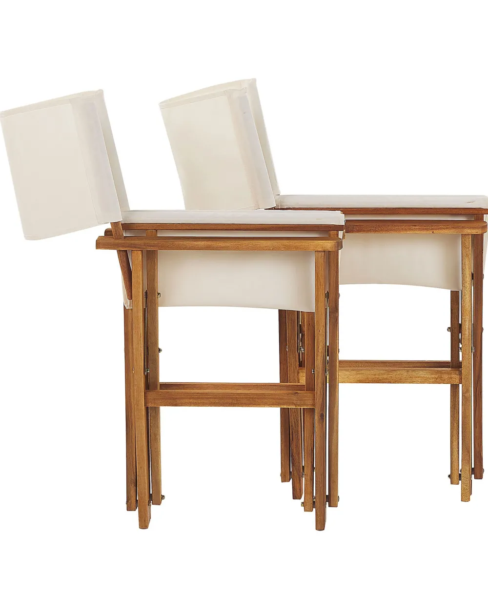 Ulkokalusteet<Beliani Puutarhatuoli Vaalea Akasiapuu Vaihtokangas 2 Kpl Luonnonvalkoinen/Flamingokuvio 2 Kpl Cine