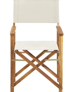 Discount Beliani Puutarhatuoli Vaalea Akasiapuu Vaihtokangas 2 Kpl Luonnonvalkoinen/Lehtikuvio 2 Kpl Cine