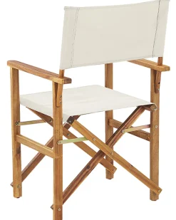 Discount Beliani Puutarhatuoli Vaalea Akasiapuu Vaihtokangas 2 Kpl Luonnonvalkoinen/Lehtikuvio 2 Kpl Cine