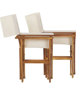 Discount Beliani Puutarhatuoli Vaalea Akasiapuu Vaihtokangas 2 Kpl Luonnonvalkoinen/Lehtikuvio 2 Kpl Cine