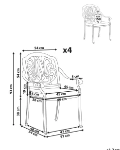 Ulkokalusteet<Beliani Puutarhatuolisetti, 4Kpl Ruskea Ancona