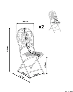 Discount Beliani Puutarhatuolit 2Kpl Metallinen Luonnonvalkoinen Bivio