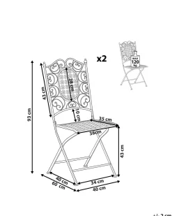 Sale Beliani Puutarhatuolit 2Kpl Metallinen Musta Bormio