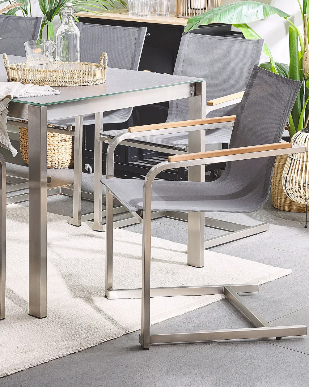 Ulkokalusteet<Beliani Puutarhatuolit 2Kpl Setti Harmaa Cosoleto