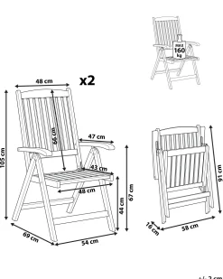 Ulkokalusteet<Beliani Puutarhatuolit 2Kpl Setti Akaasiapuu Toscana