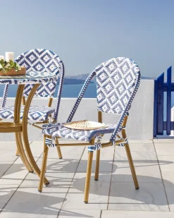 Cheap Beliani Puutarhatuolit 4Kpl Setti Sinivalkoinen Rifreddo