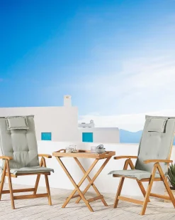 Ulkokalusteet<Beliani Puutarhatuolit 2Kpl Setti Ruskeanharmailla Pehmusteilla Java