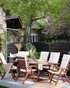 Ulkokalusteet<Beliani Puutarhatuolit 6Kpl Setti Luonnonvalkoisilla Pehmusteilla Toscana