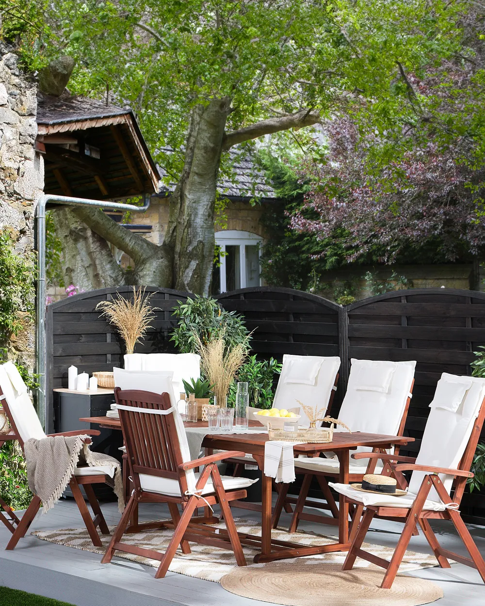 Ulkokalusteet<Beliani Puutarhatuolit 6Kpl Setti Luonnonvalkoisilla Pehmusteilla Toscana