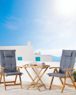 Ulkokalusteet<Beliani Puutarhatuolit 2Kpl Sinisilla Pehmusteilla Java