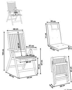 Ulkokalusteet<Beliani Puutarhatuolit 2Kpl Sinisilla Pehmusteilla Java
