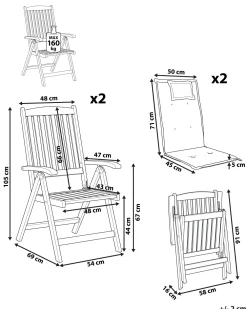 Ulkokalusteet<Beliani Puutarhatuolit 2Kpl Terrakotan Varisilla Pehmusteilla Java