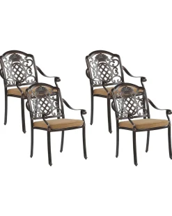 Online Beliani Puutarhatuolit Tummanruskeat, Alumiinia, 4Kpl Setti Salento