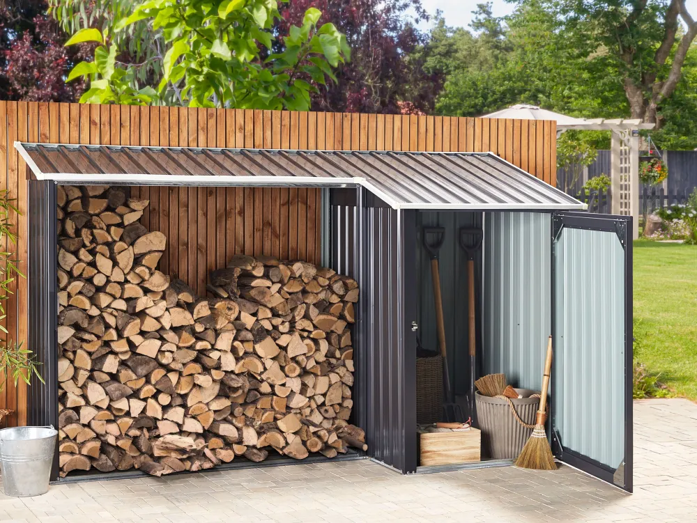 Ulkokalusteet<Beliani Puutarhavaja Teras Grafiitinharmaa 270 X 158 Cm Aosta