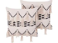 Tekstiilit<Beliani Puuvillainen Beige/Musta Tyynysetti 2 Kpl 45 X 45 Cm Thondi