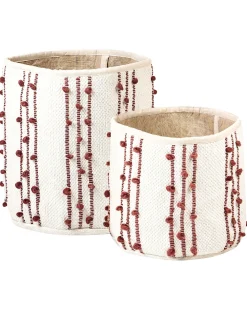 Sale Beliani Puuvillakori Beige/Punainen 2 Kpl Khel