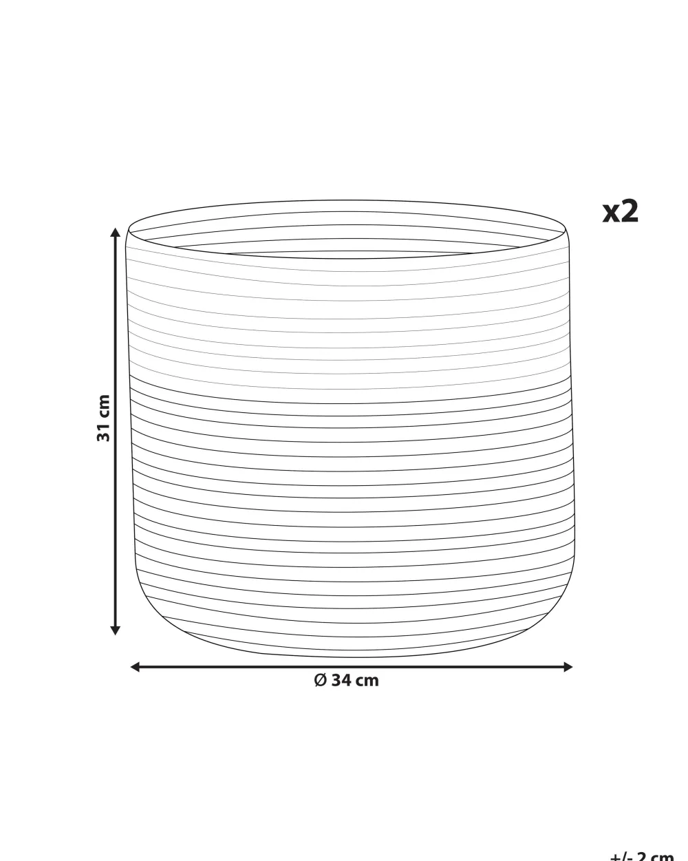 Fashion Beliani Puuvillakori Beige/Valkoinen 34 Cm 2 Kpl Ardesen