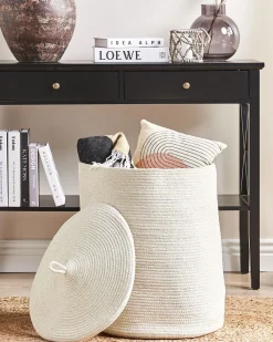 Säilytys<Beliani Puuvillakori Luonnonvalkoinen 44 Cm Silopi