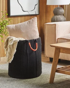 Säilytys<Beliani Puuvillakori Musta 37 Cm Mannar