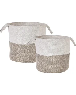 Säilytys<Beliani Puuvillakori Valkoinen/Beige 2 Kpl Pazha