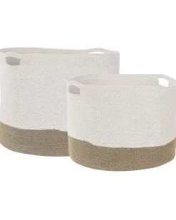 Säilytys<Beliani Puuvillakori Valkoinen/Beige 2 Kpl Kahan
