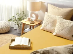 Tekstiilit<Beliani Puuvillalakana Muotoonommeltu Sinapinkeltainen 200 X 200 Cm Janbu