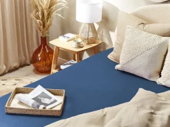 Best Sale Beliani Puuvillalakana Muotoonommeltu Laivastonsininen 200 X 200 Cm Janbu