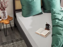 Tekstiilit<Beliani Puuvillalakana Muotoonommeltu Vaaleanharmaa 200 X 200 Cm Janbu