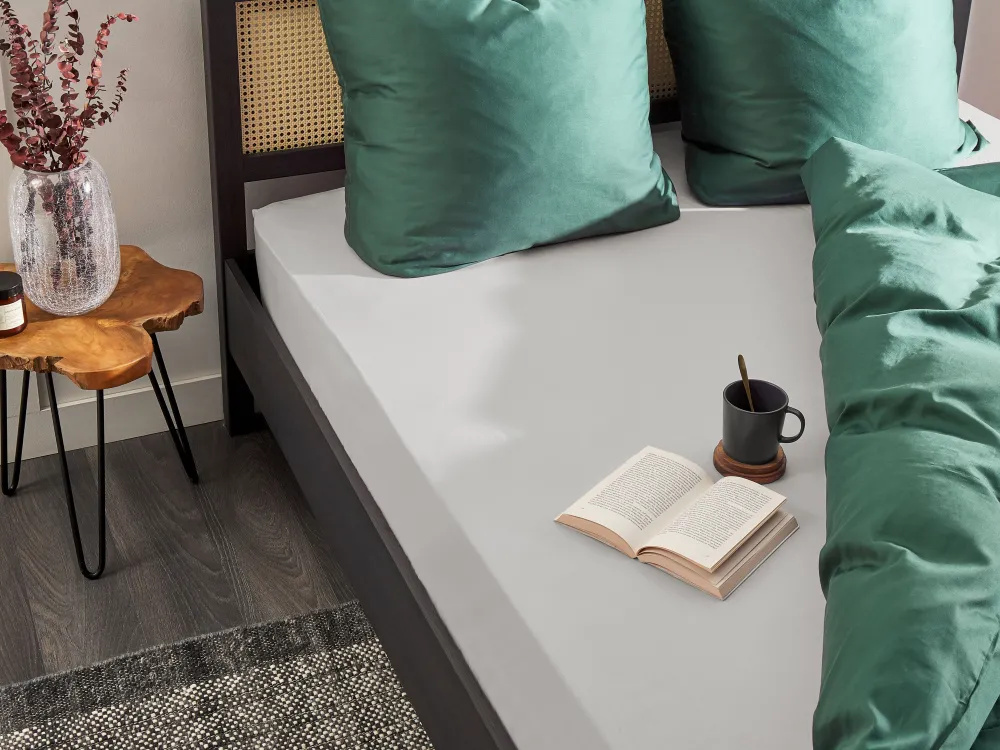 Tekstiilit<Beliani Puuvillalakana Muotoonommeltu Vaaleanharmaa 200 X 200 Cm Janbu