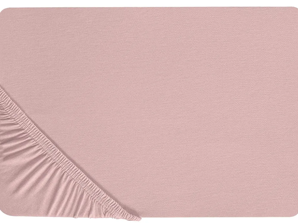 Tekstiilit<Beliani Puuvillalakana Muotoonommeltu Vaaleanpunainen 90 X 200 Cm Hofuf