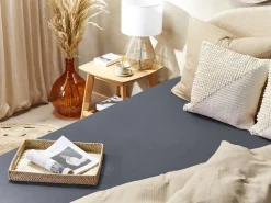 Store Beliani Puuvillalakana Muotoonommeltu Tummanharmaa 200 X 200 Cm Janbu