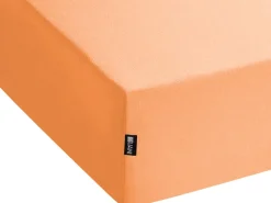 Store Beliani Puuvillalakana Muotoonommeltu Oranssi 90 X 200 Cm Janbu