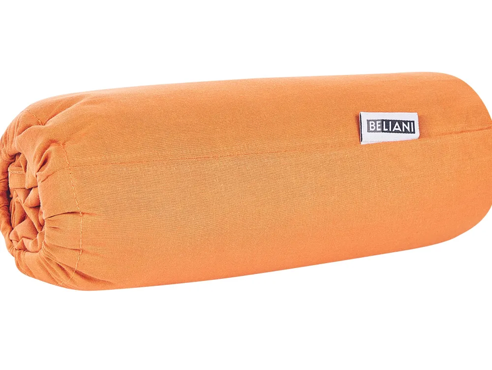 Store Beliani Puuvillalakana Muotoonommeltu Oranssi 90 X 200 Cm Janbu