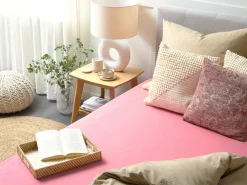 Cheap Beliani Puuvillalakana Muotoonommeltu Koralli 90 X 200 Cm Janbu