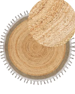 Online Beliani Pyorea Matto Juutti Beige/Harmaa 140 Cm Marts