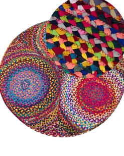 Flash Sale Beliani Pyorea Matto Puuvilla Monivarinen O 140 Cm Ladik