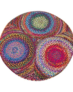 Flash Sale Beliani Pyorea Matto Puuvilla Monivarinen O 140 Cm Ladik