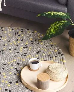 Fashion Beliani Pyorea Matto Villa Vaaleanharmaa O 140 Cm Penek