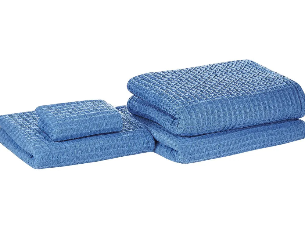 Hot Beliani Pyyhesetti 4 Kpl Sininen Puuvilla Areora